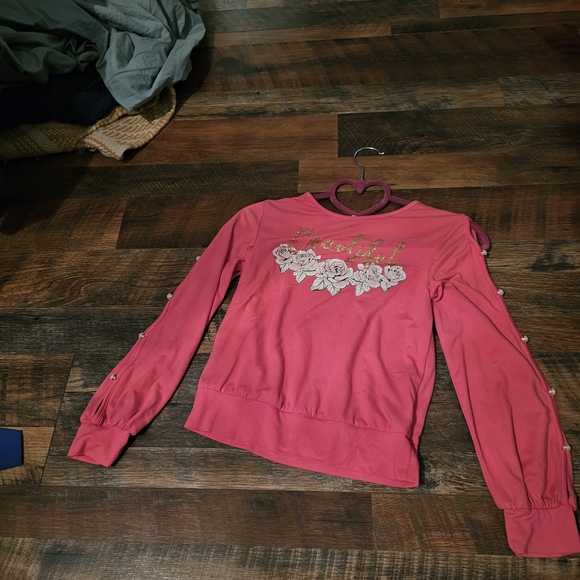 Beautees Pink Floral Kids Blouse - Picture 2 of 4